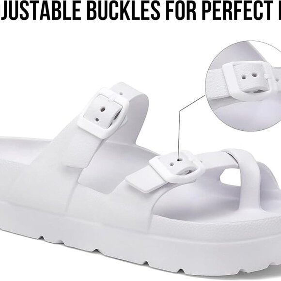 Pillow Slides Anti-Slip Sandals Double Buckle Cloud Slippers Home Outdoor 9&10 - Picture 4 of 6